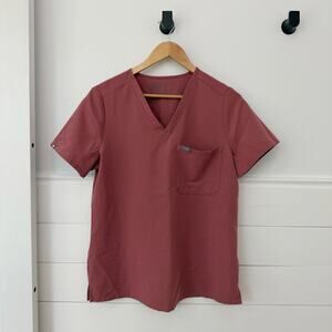 Women’s FIGS Technical Collection Blush Salmon V Neck Scrubs Top Size M